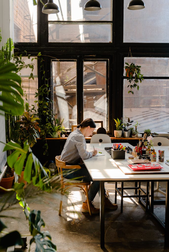 Photo of Woman Sitting by the Table